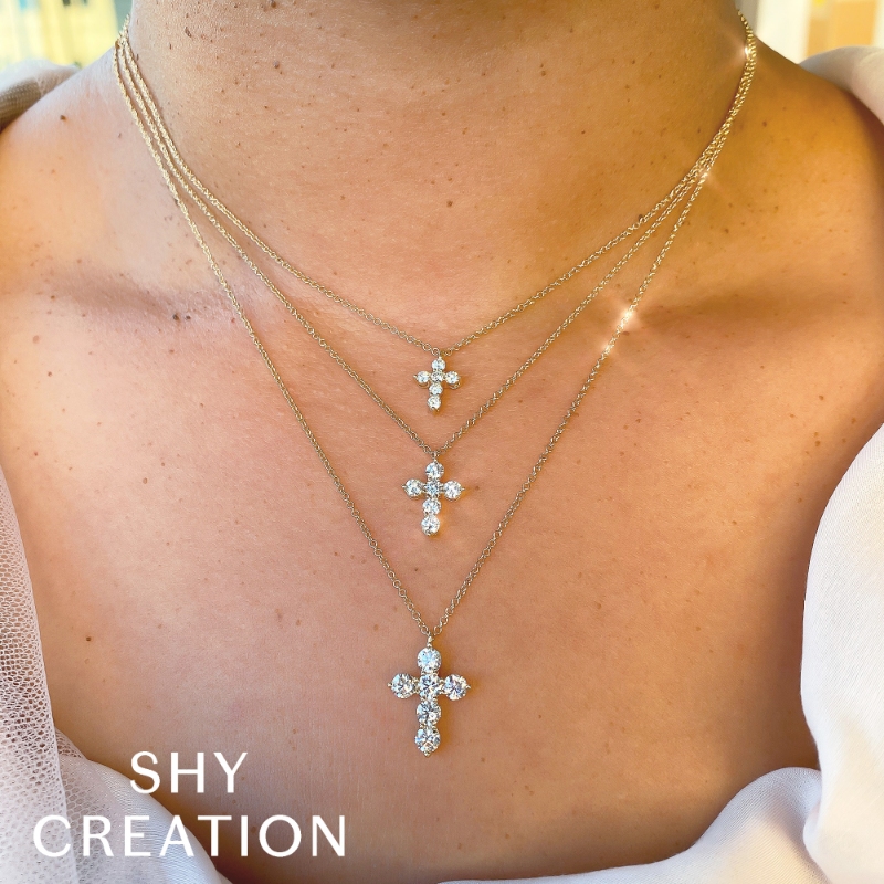 0.25Ct 14K Yellow Gold Diamond Cross Necklace